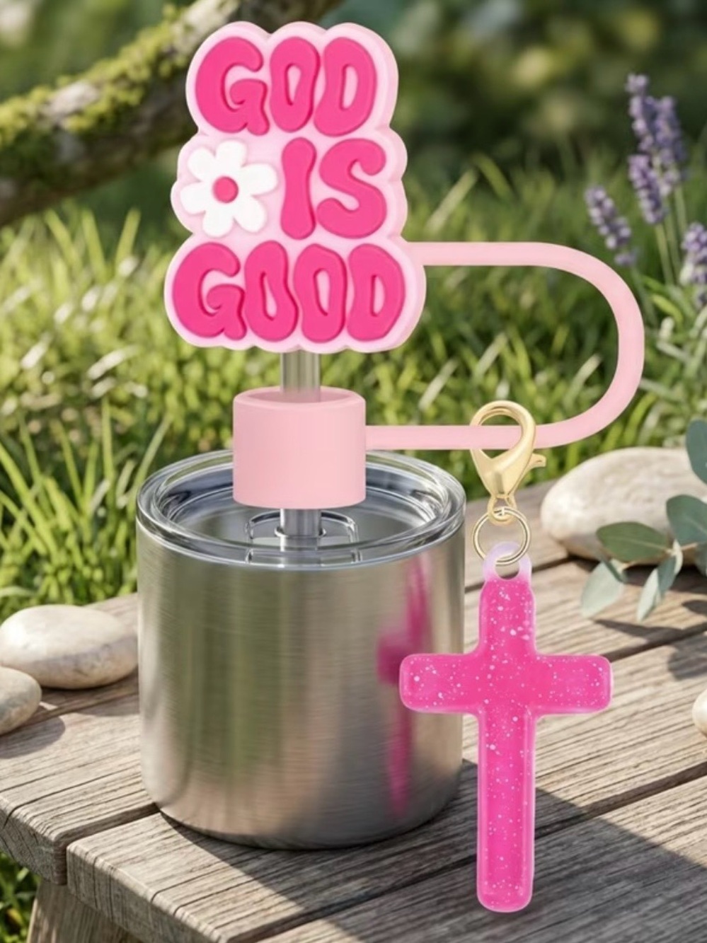 Silicone Cup Tumbler Accessories - Straw Lid with Charm